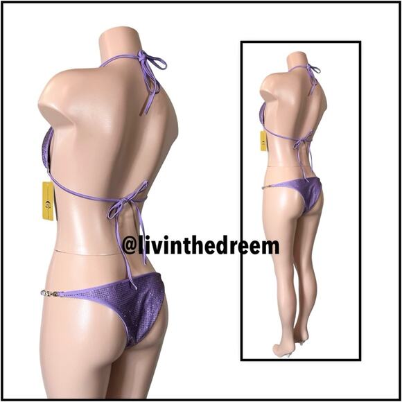 CIOCCOLATO CRYSTAL PURPLE Triangle Top & Skimpy Bottoms BIKINI $385 - Picture 7 of 16